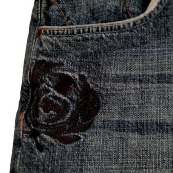Vtg Phat Farm Jeans Mens 38x33 (32L) Blue Baggy Hop Hop Skater Logo Patches Y2K - Picture 6 of 16